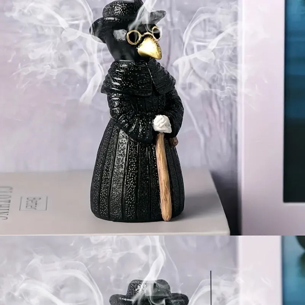 Black Plague Doctor Bird Incense Holder